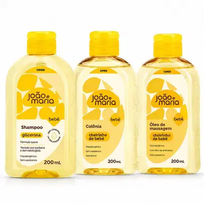 Imagem do produto Kit Cimed João e Maria Baby Glicerina: Shampoo, Óleo de Massagem e Colônia 200ml