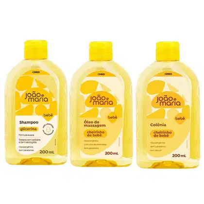 Imagem do produto Kit Cimed João e Maria Baby Glicerina: Shampoo 400ml, Óleo de Massagem e Colônia 200ml