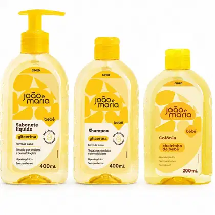 Imagem do produto Kit Cimed João e Maria Baby Glicerina: Sabonete Líquido, Shampoo 400ml  e Colônia 200ml