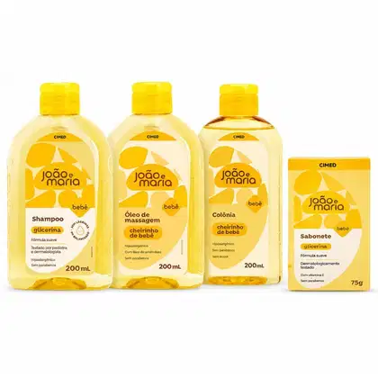 Imagem do produto Kit Cimed João e Maria Baby Glicerina: Shampoo, Óleo De Massagem, Colônia 200ml e Sabonete Em Barra 75g