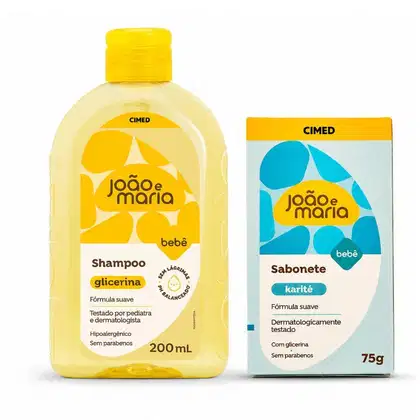 Imagem do produto Kit Cimed João e Maria Baby: Shampoo 200ml e Sabonete Em Barra Karité 75g