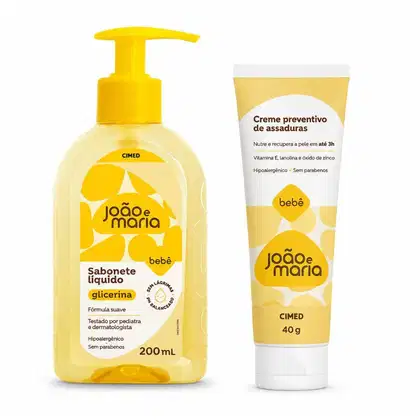 Imagem do produto Kit Cimed João e Maria Baby: Sabonete Líquido 400ml e Creme Preventivo Para Assaduras 40g