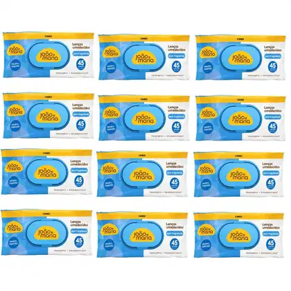 Imagem do produto Kit Cimed João e Maria Baby Récem-nascido: 12 Pacotes Lenço Umedecido 45 un cada