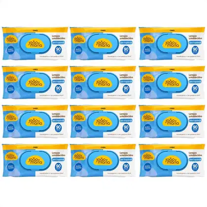 Imagem do produto Kit Cimed João e Maria Baby Récem-nascido: 12 Pacotes Lenço Umedecido  90 un cada