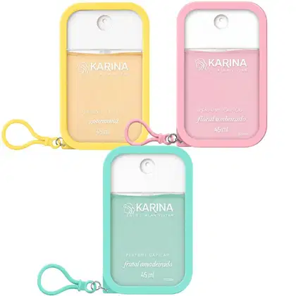 Imagem do produto Kit Karina Ft. Alan Vivian Perfume Capilar: Gourmand, Floral Ambarado e Frutal Amadeirado 45ml