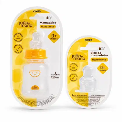 Imagem do produto Kit Cimed João e Maria Baby: Mamadeira Fluxo Lento 120ml e Bico extra Para 0+Meses