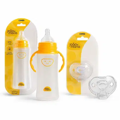 Imagem do produto Kit Cimed João e Maria Baby: Mamadeira Fluxo Variável 360ml Para 0-6+Meses e Chupeta 0-6 Meses