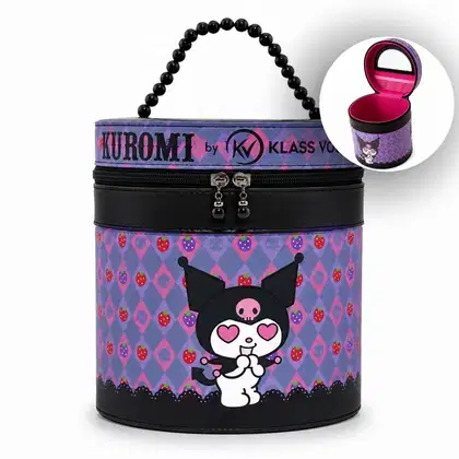 Imagem do produto Necessaire Redonda Kuromi By Klass Vough Com Espelho Km01