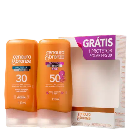Imagem do produto Kit Cenoura & Bronze - Protetor Solar FPS 30 110ml + Protetor Solar Kids FPS 50 110ml