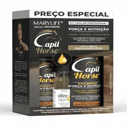 Imagem do produto KIT CAPILAR  PROFISSIONAL CAPIL HORSE FORÇA E NUTRIÇÃO 3 ITENS - MARY LIFE