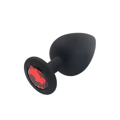 Imagem do produto Sexy Import Tamanho P 7cm x 2,8cm Preto com Pedra Vermelha - Plug Anal em Silicone