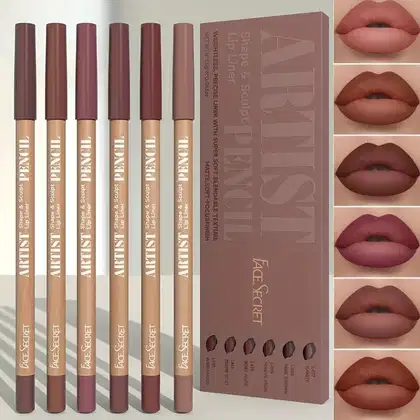Imagem do produto KIT Lápis Delineador Labial Fosco com 6 peças de longa duração Nude