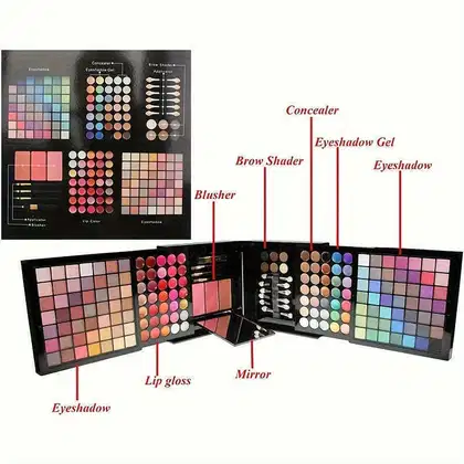 Imagem do produto Kit de Maquiagem 177 Cores Corretivos, Pincéis, Paleta Espelho 177 PÇS