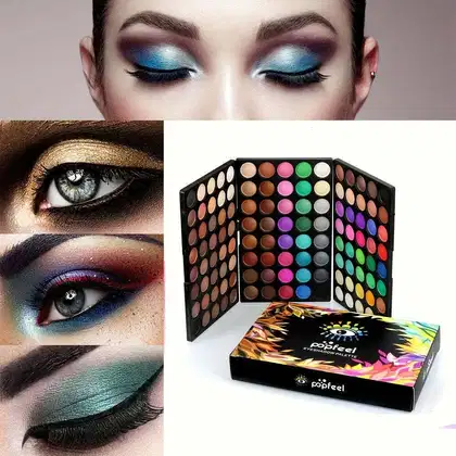 Imagem do produto Paleta de Sombras POPFEEL 120 Cores de Maquiagem Preto