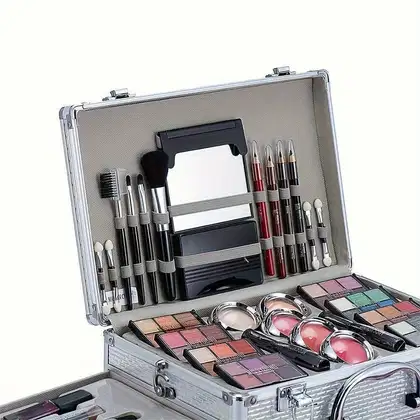 Imagem do produto Kit de Maquiagem 106 Peças Estojo Sombra, Gloss Labial, Blush Prateado
