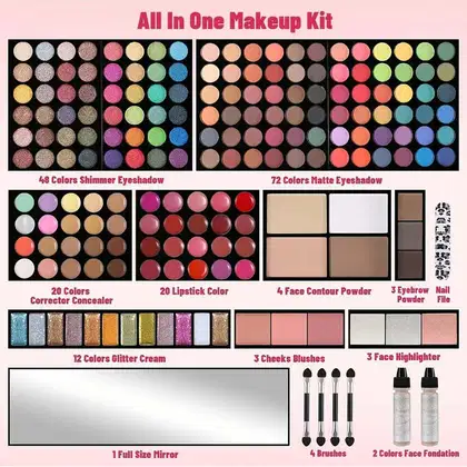 Imagem do produto Conjunto de Maquiagem Sombra Batom Blush Iluminador KIT
