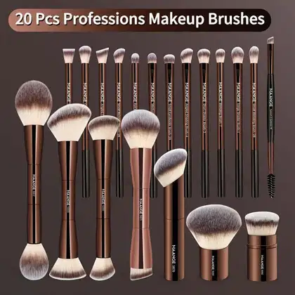 Imagem do produto Conjunto de 21 Pincéis de Maquiagem Profissional MAANGE com Bolsa Marrom