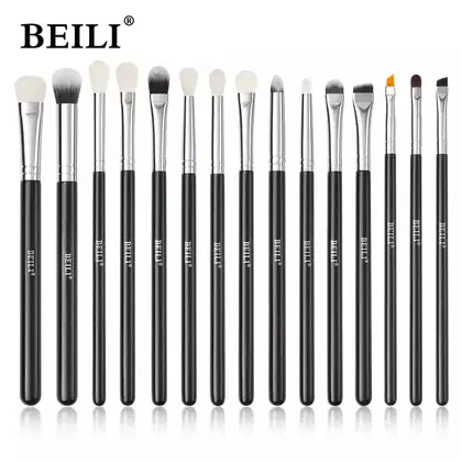 Imagem do produto Conjunto de Pincéis Maquiagem Preto BEILI, 10-19 Pcs Natural E15