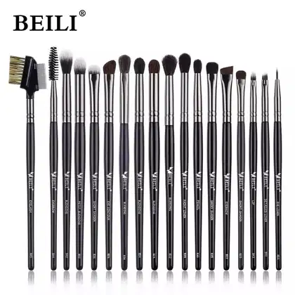 Imagem do produto Conjunto de Pincéis Maquiagem Preto BEILI, 10-19 Pcs Natural BX-E18