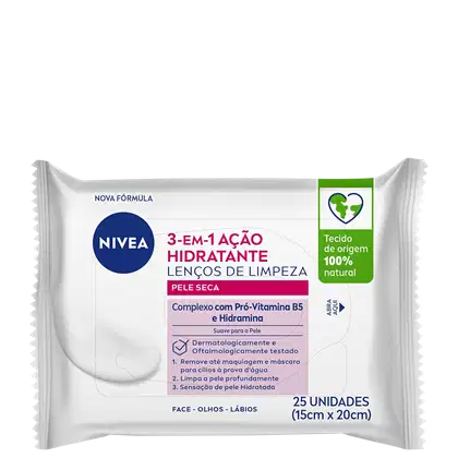 Imagem do produto NIVEA Ação Hidratante 3 em 1 - Lenço de Limpeza Facial (25 Unidades)