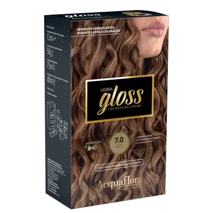 Imagem do produto Acquaflora Hidra Gloss 7.0 Louro Natural - Coloração Permanente 177g