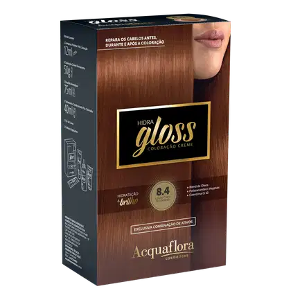 Imagem do produto Acquaflora Hidra Gloss 8.4 Louro Claro Acobreado - Coloração Permanente 177g