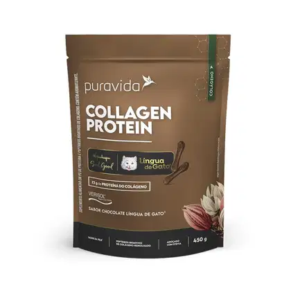 Imagem do produto Puravida Collagen Protein Chocolate Lingua de Gato Colágeno 450g