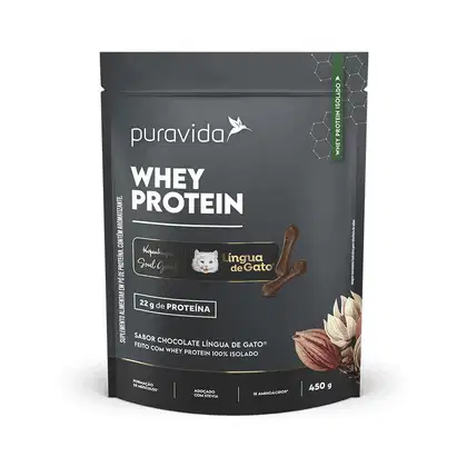 Imagem do produto Puravida Whey Protein Isolado Chocolate Língua de Gato 450g