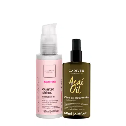Imagem do produto Kit Cadiveu Professional Essentials Hair Quartzo Shine Balm Leave-in e Açaí Oil 60 (2 produtos)