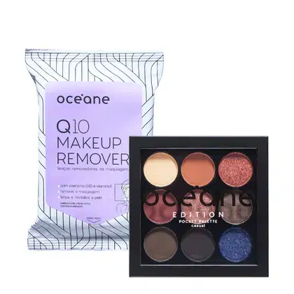 Imagem do produto Kit Océane Q10 Makeup Lenço Demaquilantee e Pocket Palette Casual Paleta de Sombras (2 produtos)