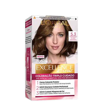 Imagem do produto Imedia Excellence Creme 5.3 Castanho Claro Dourado - Coloração