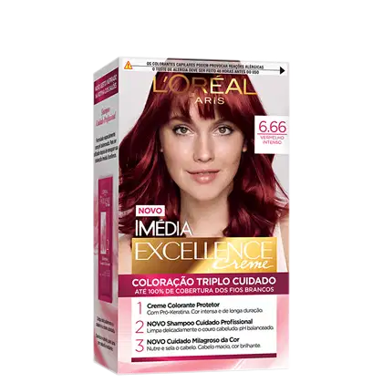 Imagem do produto Imedia Excellence Creme 6.66 Vermelho Acetinado - Coloração
