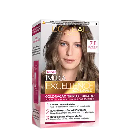 Imagem do produto Imedia Excellence Creme 7.11 Louro Cinza Natural - Coloração