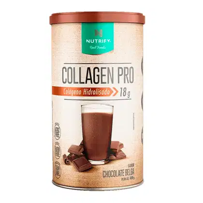 Suplemento Alimentar em Pó Nutrify Collagen Pro Colágeno Hidrolisado 18g Chocolate Belga 450g.