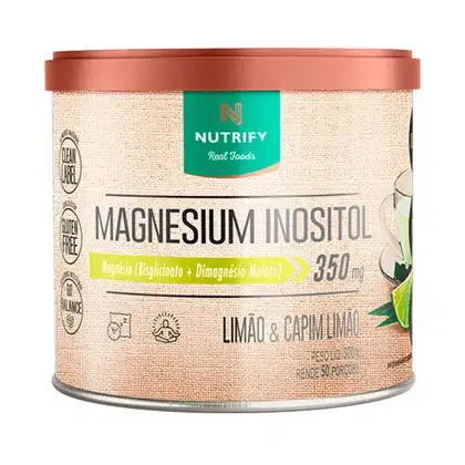 Suplemento Alimentar em Pó Nutrify Magnesium Inositol Magnésio (Bisglicinato + Dimagnésio Malato) 350mg Limão e Capim Limão 300g.