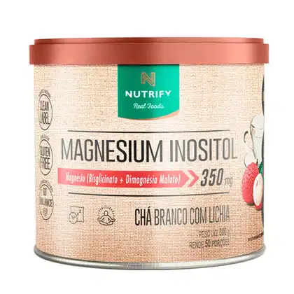 Suplemento Alimentar em Pó Nutrify Magnesium Inositol Magnésio (Bisglicinato + Dimagnésio Malato) 350mg Chá Branco com Lichia 300g.
