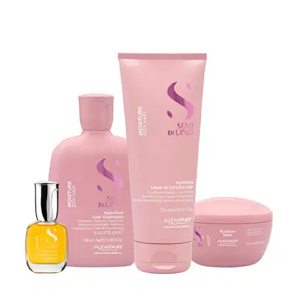 Imagem do produto Kit Alfaparf Semi di Lino Moisture e Sublime - Rotina Premium de Nutrição (4 produtos)
