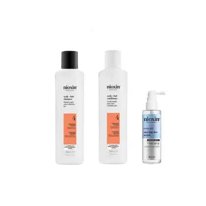 Kit Nioxin Volume Thinning Sistema 4 + Anti-Hair Loss, 3 produtos.