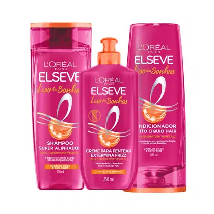 Kit Elseve L'Oréal Paris Liso dos Sonhos Tripla Ação, 3 produtos.