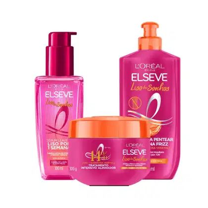Kit Elseve L’Oréal Paris Liso dos Sonhos Trio Power, 3 produtos.