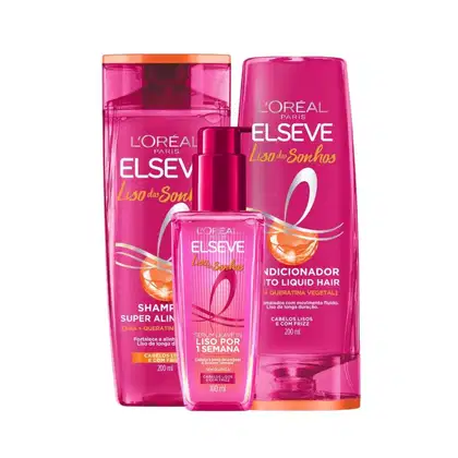 Kit Elseve L’Oréal Paris Liso dos Sonhos Trio Home Care, 3 produtos.