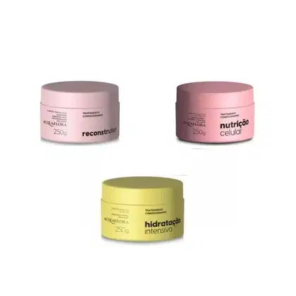 Imagem do produto Kit Acquaflora Cronograma Capilar Maciez e Brilho (Hidratação, Nutrição, Reconstrução)