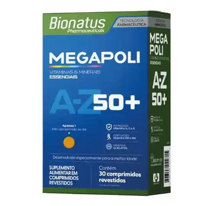Imagem do produto Suplemento Alimentar Megapoli A-Z 50+ Bionatus 30 Comprimidos Revestidos