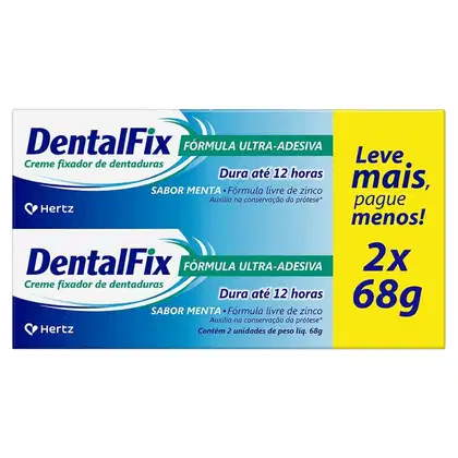 Imagem do produto Creme Fixador De Dentadura Dentalfix Sabor Menta 2 unidades 68g