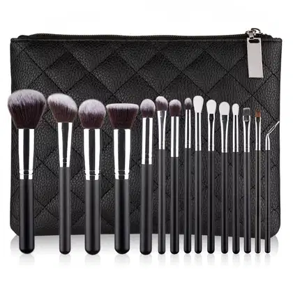 Imagem do produto Kit Pincéis de Maquiagem com Bolsa Preto