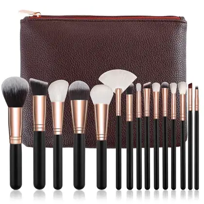 Imagem do produto Kit Pincéis de Maquiagem com Bolsa Marrom