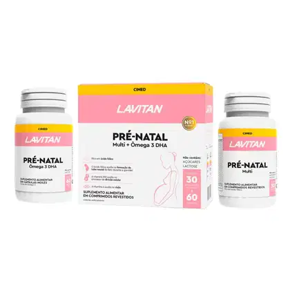 Imagem do produto Kit Lavitan Pré-Natal Multi + Ômega-3 DHA (30 Comprimidos Revestidos + 60 Cápsulas Moles)