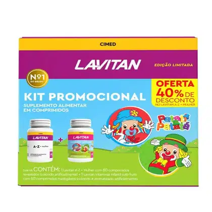 Imagem do produto Kit Lavitan A-Z Mulher Com 60 Comprimidos + Lavitan Patati Patatá Sabor Tuti Frutti Com 60 Comprimidos Mastigáveis