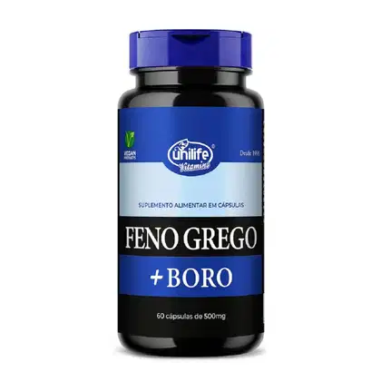 Imagem do produto Suplemento Alimentar Feno Grego + Boro 500mg Unilife 60 Cápsulas
