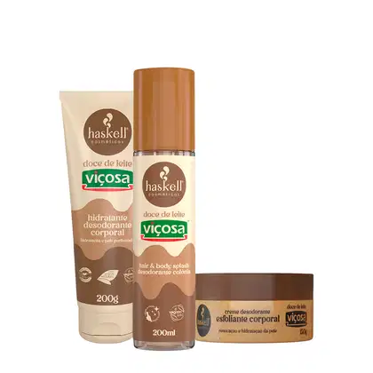 Imagem do produto Kit Haskell Doce de Leite Viçosa Hidratante Esfoliante Body Splash (3 produtos)